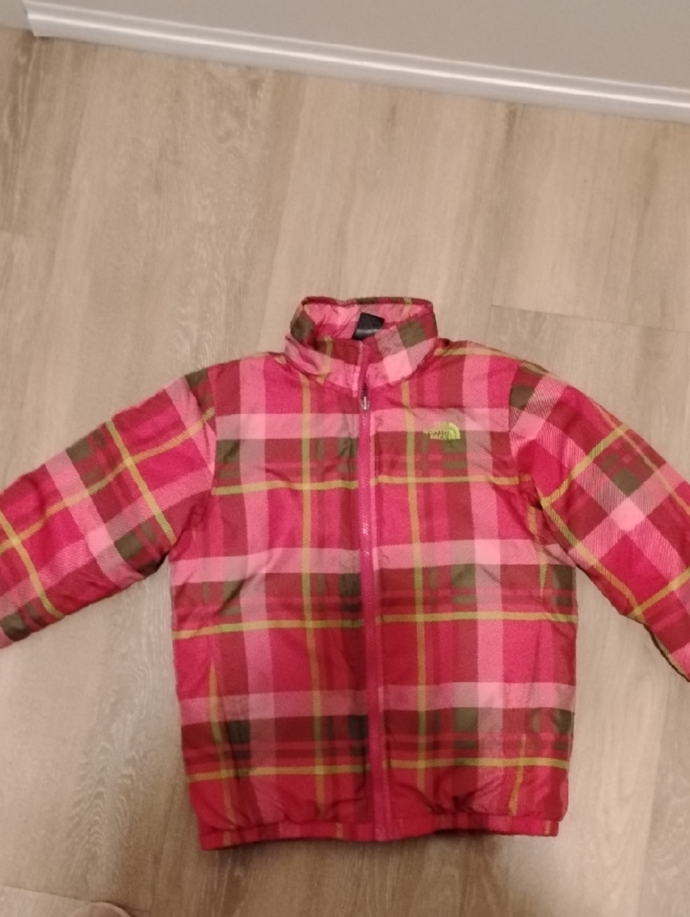 The North Face Pink Plaid Insulated Puffer Jacket